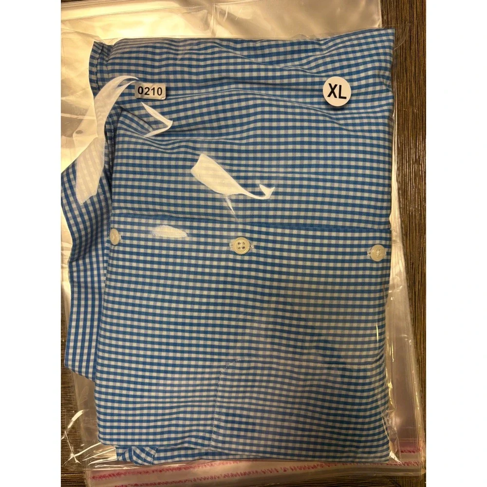 Johnnie-O Prep-Performance Mens XL Blue Gingham Button Down Shirt Long Sleeve - Picture 5 of 5